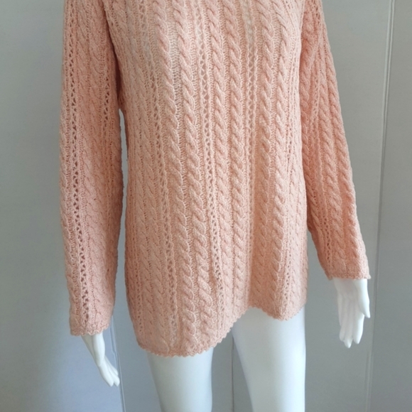 STUDIO BY LIZ CLAIBORNE PEACH PULLOVER CABLE KNIT SWEATER SZ LP - Picture 3 of 8